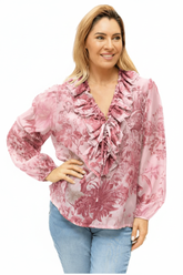 Viogne Tencel Frill Shirt – Pink Floral